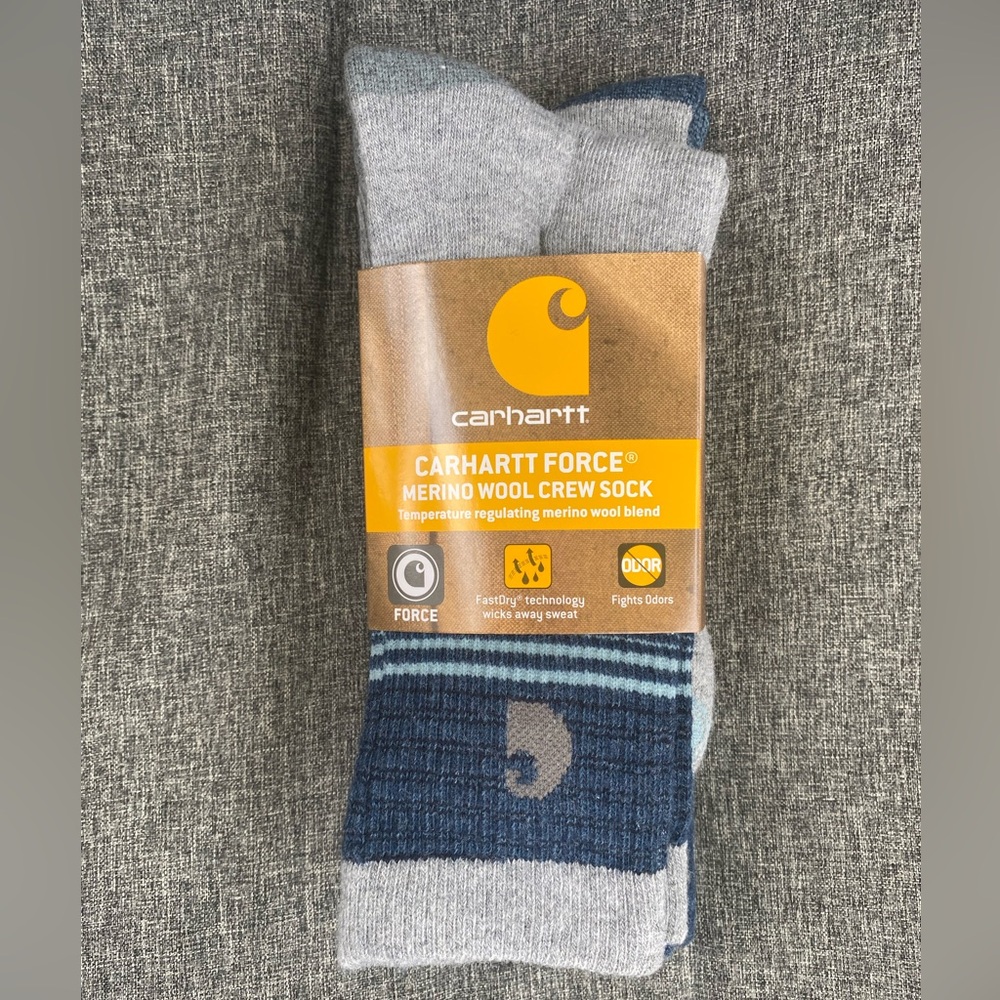 Carhartt |  Force Merino Wool Crew Sock - Gray and Blue BNWT